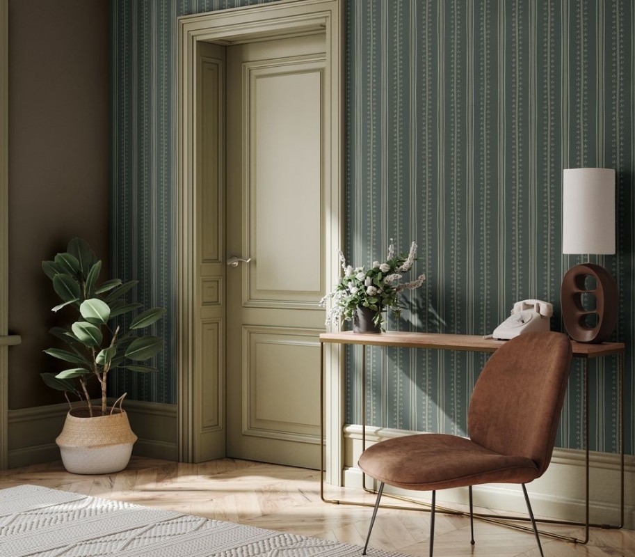 Afbeeldingen van Kleurcombinatie Astoria Stripe Dark green - 1036501-02 - 04979-01